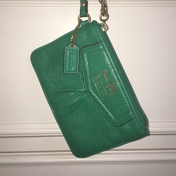 Green Coach wristlet