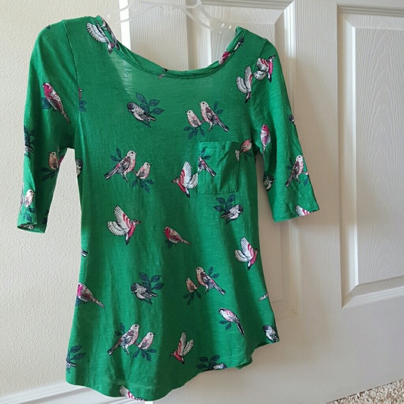 Anthropology bird top with cropped sleeves size sm