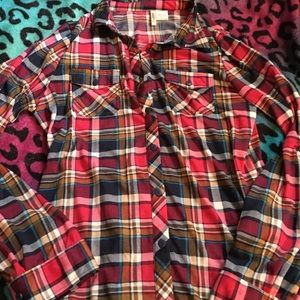 Button up plaid shirt.