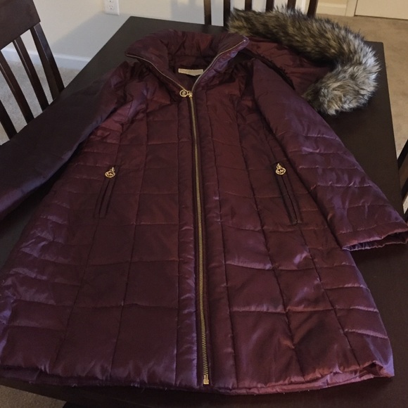 Michael Kors cranberry puffer w/ detachable hood