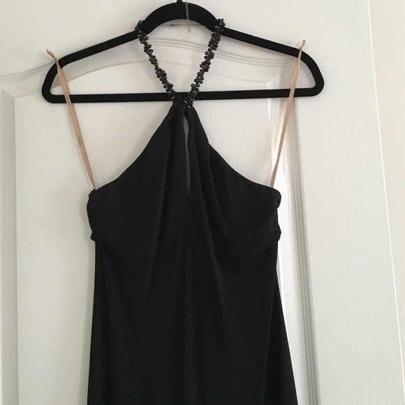 Matte jersey floor length halter evening dress - Picture 2 of 4