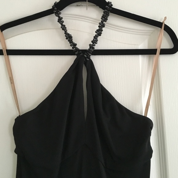 Matte jersey floor length halter evening dress - Picture 3 of 4