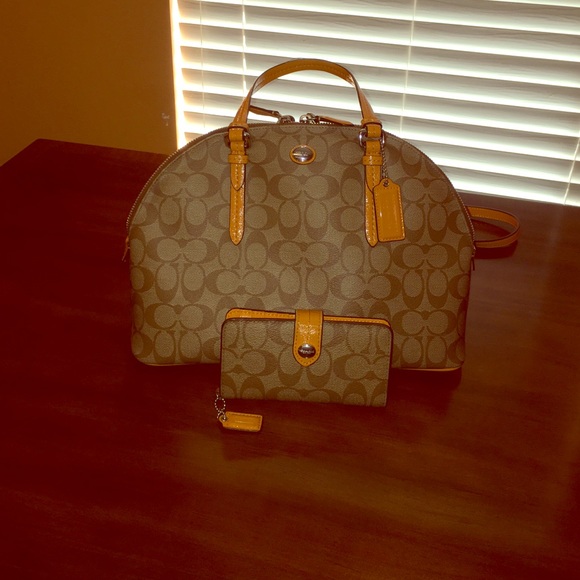 Coach dome handbag w/ matching wallet.