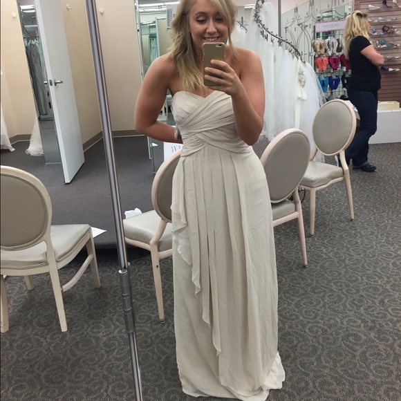 Davids Bridal crinkle chiffon bridesmaids dress!