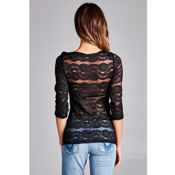 Lace Top with Piping Detail - Picture 3 of 3