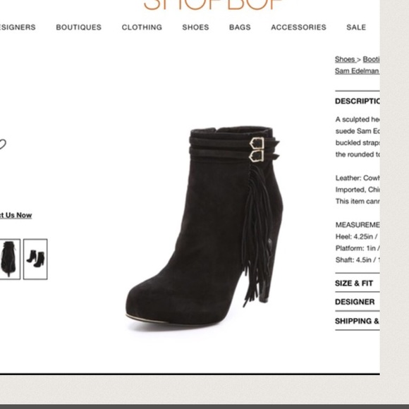 SALE!! 💕Sam Eldelmen suede black fringe booty