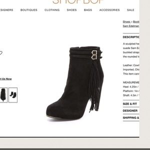 SALE!! 💕Sam Eldelmen suede black fringe booty