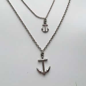 Charming Charlie Dual Chained Anchor Necklace