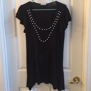 Cute black top with pearls along the neckline