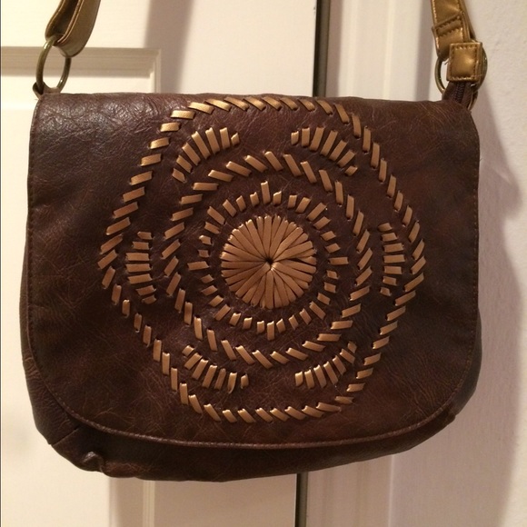 Forever 21 Brown Satchel/Purse! Gold Details!