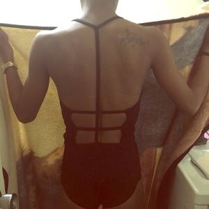 T-strapped onesie (leotard) semi-backless