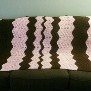 Chocolate/lt pink Afghan