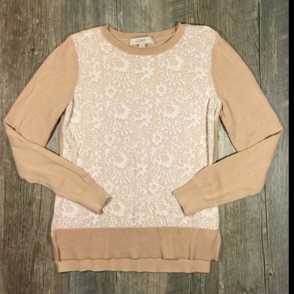Ann Taylor Sweaters - Cream and white lace front sweater
