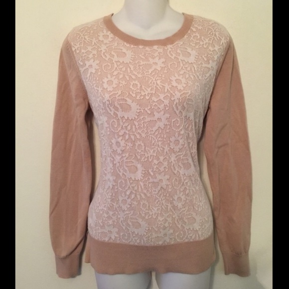 Cream and white lace front sweater - Picture 2 of 4
