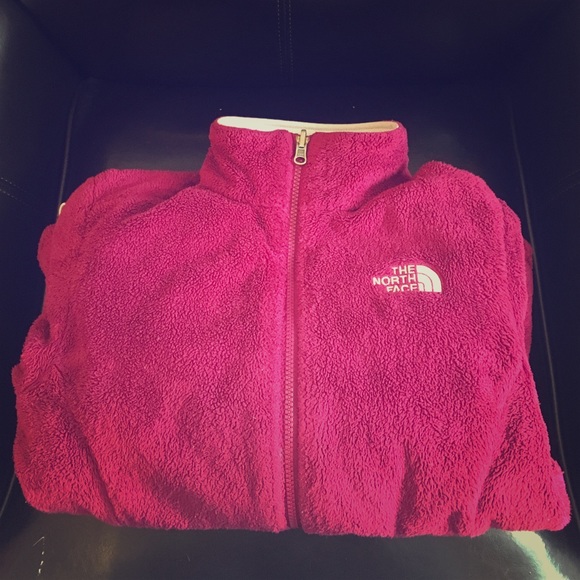 Pink/purple fluffy North Face jacket size Small