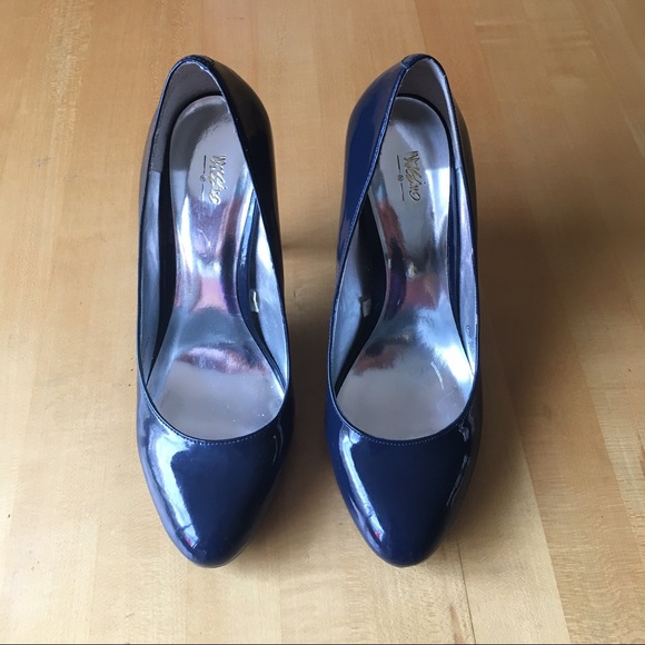 navy blue patent heels