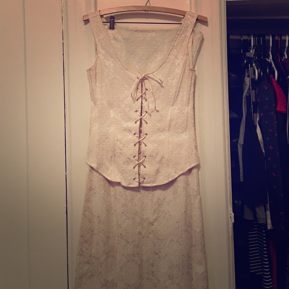 Morbid threads egg shell corset/skirt set.