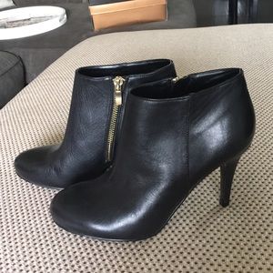 Black leather ankle booties