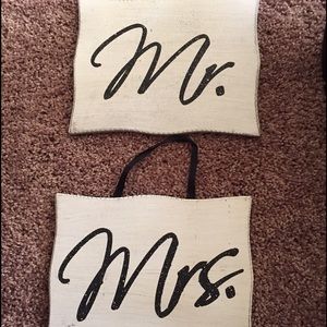 Mr. And Mrs. Wedding signs.