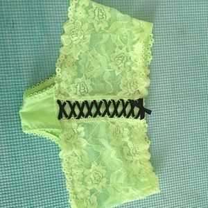 Neon yellow lace up front panties