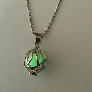 Glow in Dark Silvertone Ball Pendant