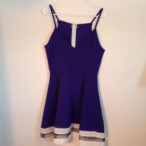 Low cut blue dress with white stripes - never worn