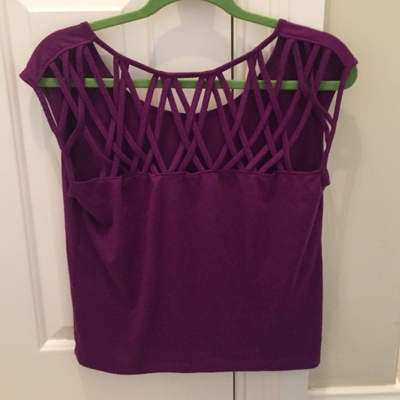 Purple shirt with crisscross back
