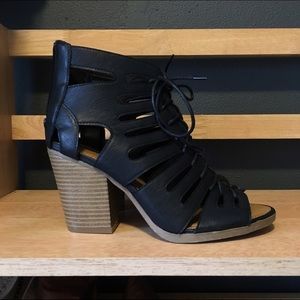 Black, lace up heels.