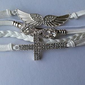 Cute Sparkly Wings Infinity Cross Bracelet