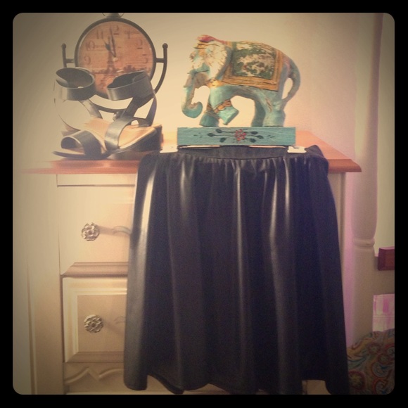 Faux Leather Skater Skirt