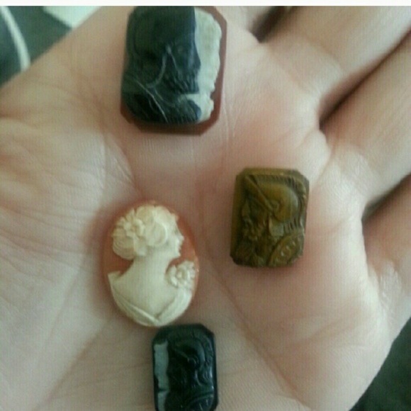 Vintage Cut Cameo Loose Stones - set of 4