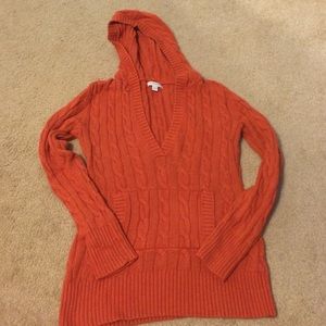 Burnt Orange cable knit hoodie sweater