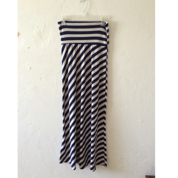 Navy striped maxi skirt