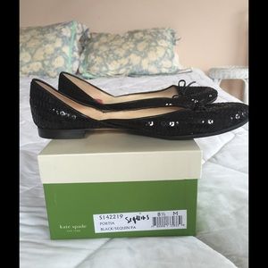 Kate Spade black sequin flats size 8.5
