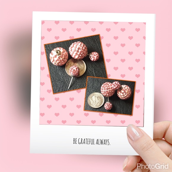 Sterling silver crystal ball double side earrings - Picture 2 of 2