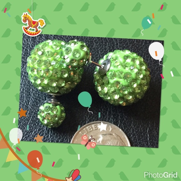 Jewelry - Sterling silver crystal ball double side earrings