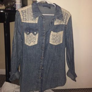 Denim button up with lace