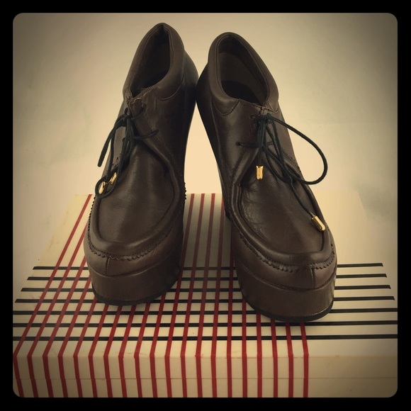 Ritchie Erani brown leather wedges.