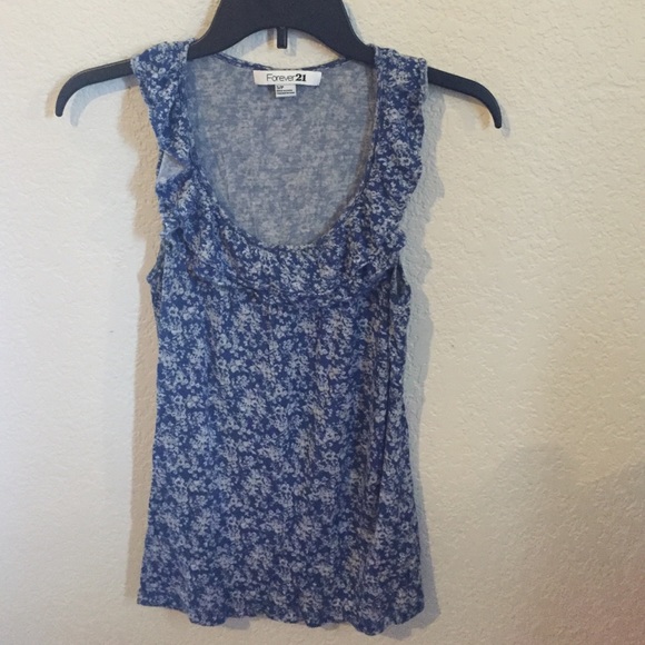 Printed Tank w/ Ruffled Neckline