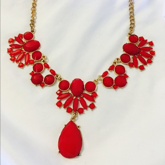 Red and Gold Statement Necklace