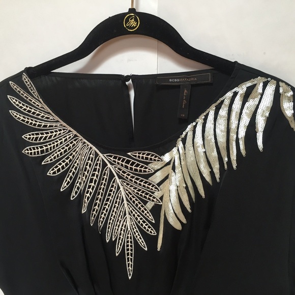 BCBGMAXAZRIA Silk Black Shift Dress - Picture 3 of 4