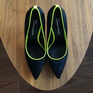 Nine West Cameron Silver Black and Neon Pumps
