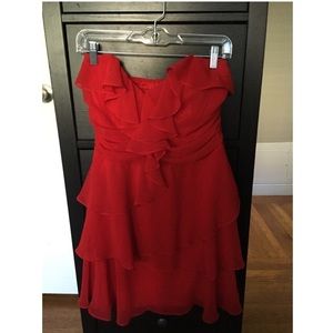 ❌SOLD❌Red Strapless, Layered Cocktail Dress