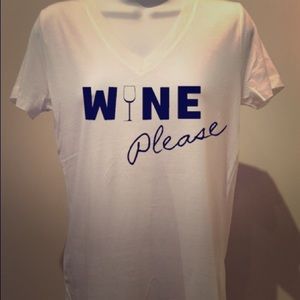 Wine please women's v neck tee