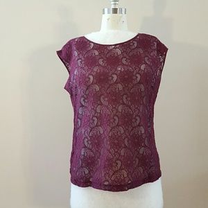 Eddie Bauer lace top burgundy
