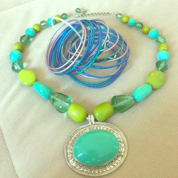 Statement necklace and Charming Charlie's bracelet