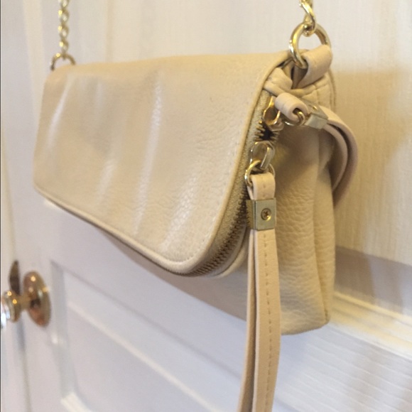 Cream/Gold Crossbody Clutch