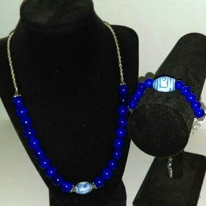 Bedazzle Pearls Midnight Blue Necklace Set