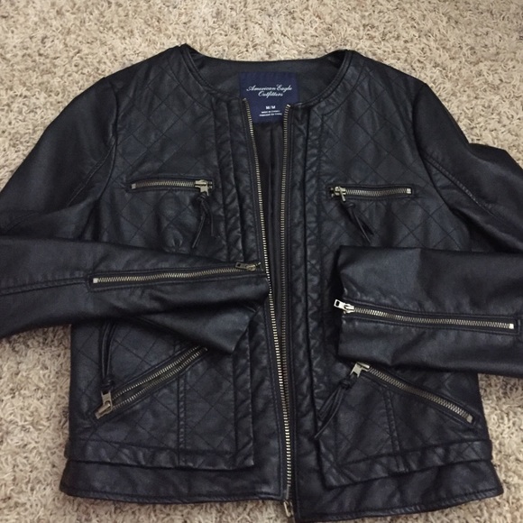 AE black leather jacket