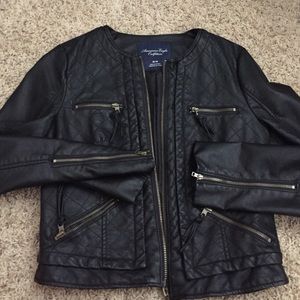 AE black leather jacket